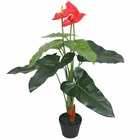 Plante artificielle avec pot anthurium 90 cm rouge et jaune