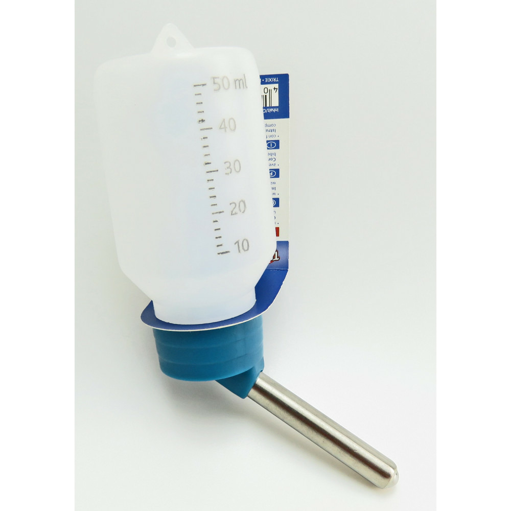 Biberon en plastique 50 ml avec support métal pour hamsters ou souris color