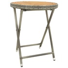 Table à thé gris 60 cm résine tressée et bois d'acacia solide