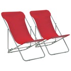 Chaises de plage pliables 2 pcs acier et tissu oxford rouge