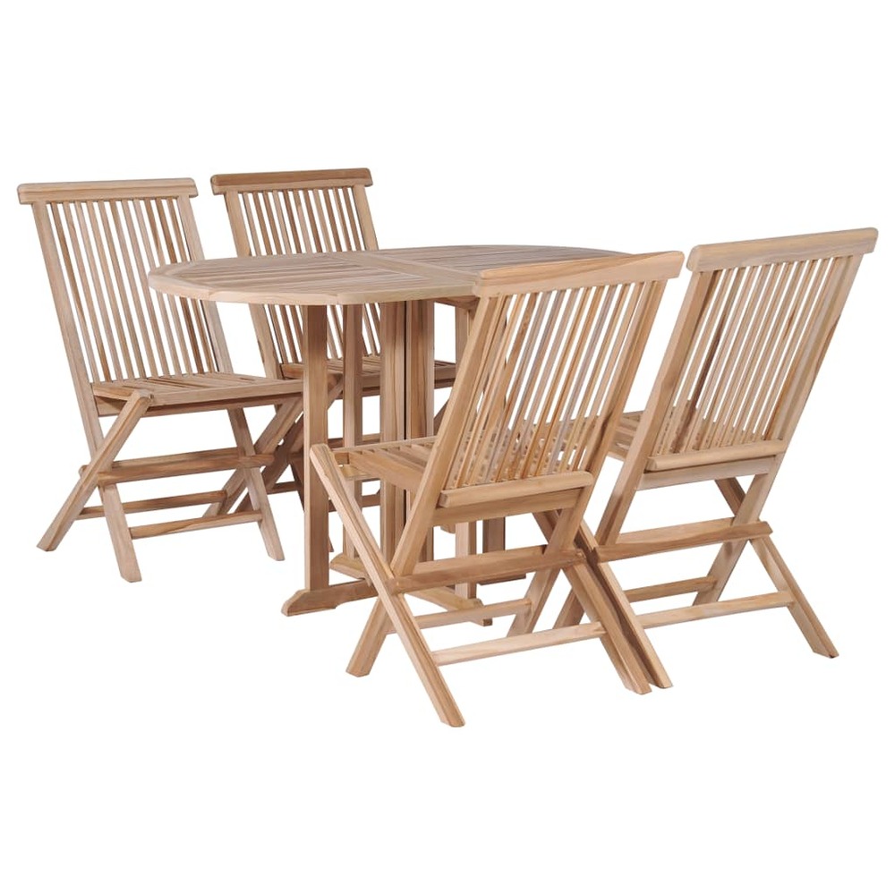 Mobilier à dîner d'extérieur pliable 5 pcs bois solide de teck