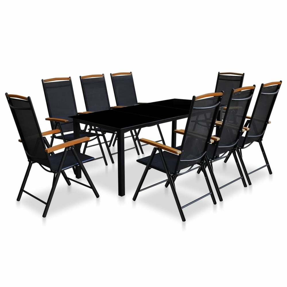 Mobilier à dîner de jardin 9 pcs et chaises pliables aluminium