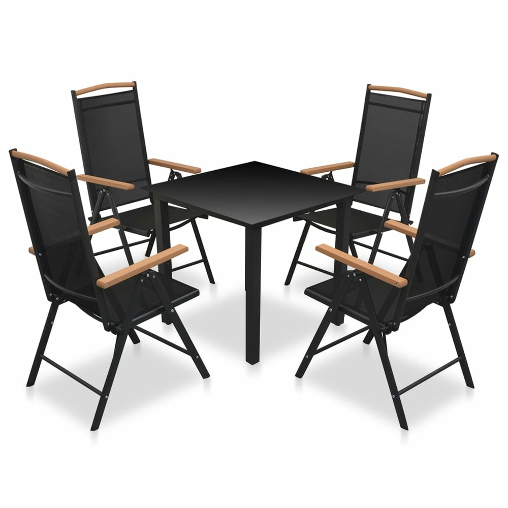 Mobilier à dîner de jardin 5 pcs et chaises pliables aluminium