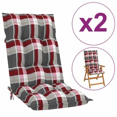 Coussins de chaise de jardin 2 pcs carreaux rouges 120x50x7 cm