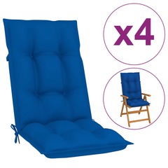 Coussins de chaise de jardin 4 pcs bleu royal 120x50x7 cm