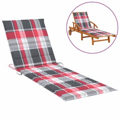 Coussin de chaise longue carreaux rouges 200x60x3 cm tissu