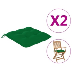 Coussins de chaise 2 pcs vert 40x40x7 cm tissu