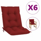 Coussins de chaise de jardin 6 pcs rouge bordeaux 100x50x7 cm