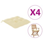 Coussins de chaise 4 pcs blanc crème 40x40x7 cm tissu