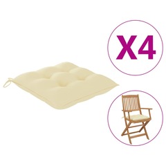 Vidaxl coussins de chaise 4 pcs blanc crème 40x40x7 cm tissu