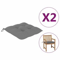 Vidaxl coussins de chaise 2 pcs gris 50x50x7 cm tissu