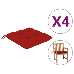 Vidaxl coussins de chaise 4 pcs rouge 50x50x7 cm tissu