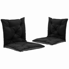 Coussins de chaise pivotante 2 pcs noir et gris 50 cm tissu