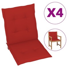 Vidaxl coussins de chaise de jardin 4 pcs rouge 100 x 50 x 3 cm