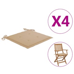 Vidaxl coussins de chaise de jardin 4 pcs beige 40x40x3 cm