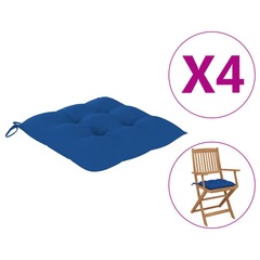 Coussins de chaise 4 pcs bleu 40x40x7 cm tissu