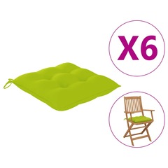 Coussins de chaise 6 pcs vert vif 40x40x7 cm tissu