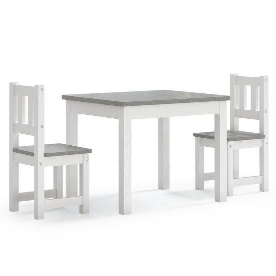 Ensemble de table et chaises enfants 3 pcs blanc et gris mdf