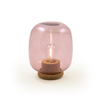 Silene - lampe bulle rose h20cm socle liège ampoule