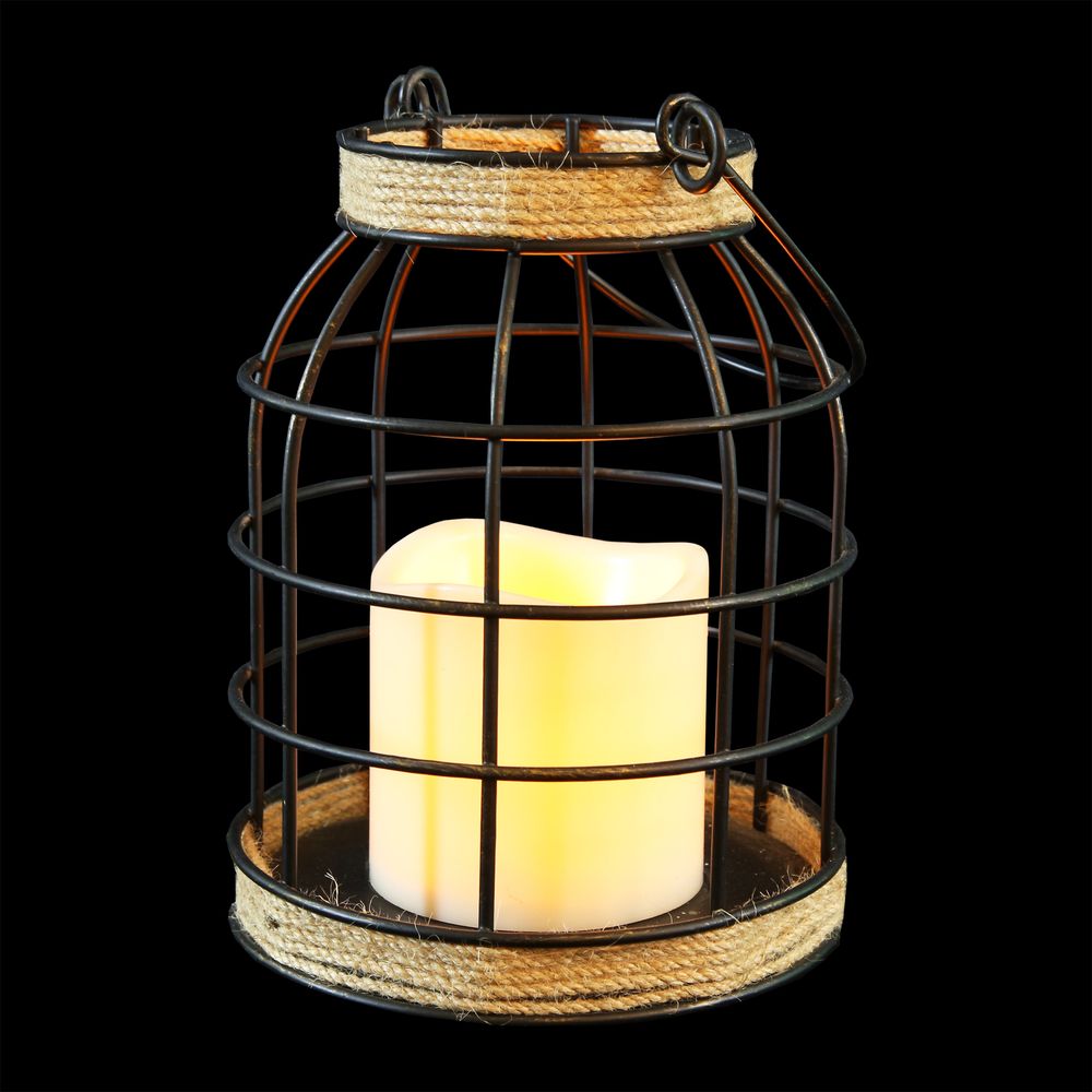 Lanterne Décorative Hellum En Métal Avec Bougie LED Jaune Vacillante - Pour Intérieur Et Extérieur - 3