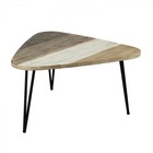 Table basse en forme de goutte en bois d'acacia et pieds en métal noir l85