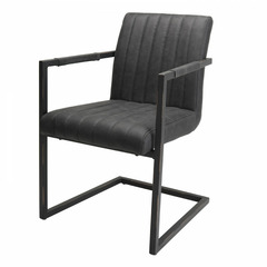 Lot de 2 fauteuils en tissu gris anthracite et pieds métalliques noirs