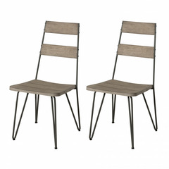 Set de 2 chaises de jardin scandinaves en teck teinté gris et métal.
