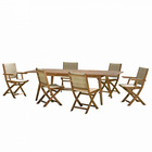 Salon de jardin en bois 8/10 pers. 1 table à rallonges 4 chaises 2 fauteuils