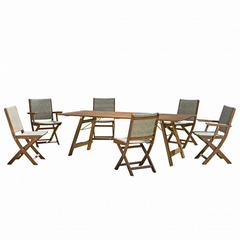 Salon de jardin en bois acacia 6/8 pers - 1 table, 4 chaises et 2 fauteuils