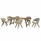 Salon de jardin en bois acacia 6/8 pers - 1 table rectangulaire et 6 fauteuils