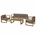 Salon de jardin en bois de teck : 1 canapé 3 places, 2 fauteuils 1 table basse