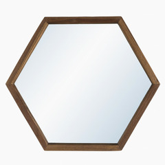 Miroir hexagonal en teck recyclé 50x43
