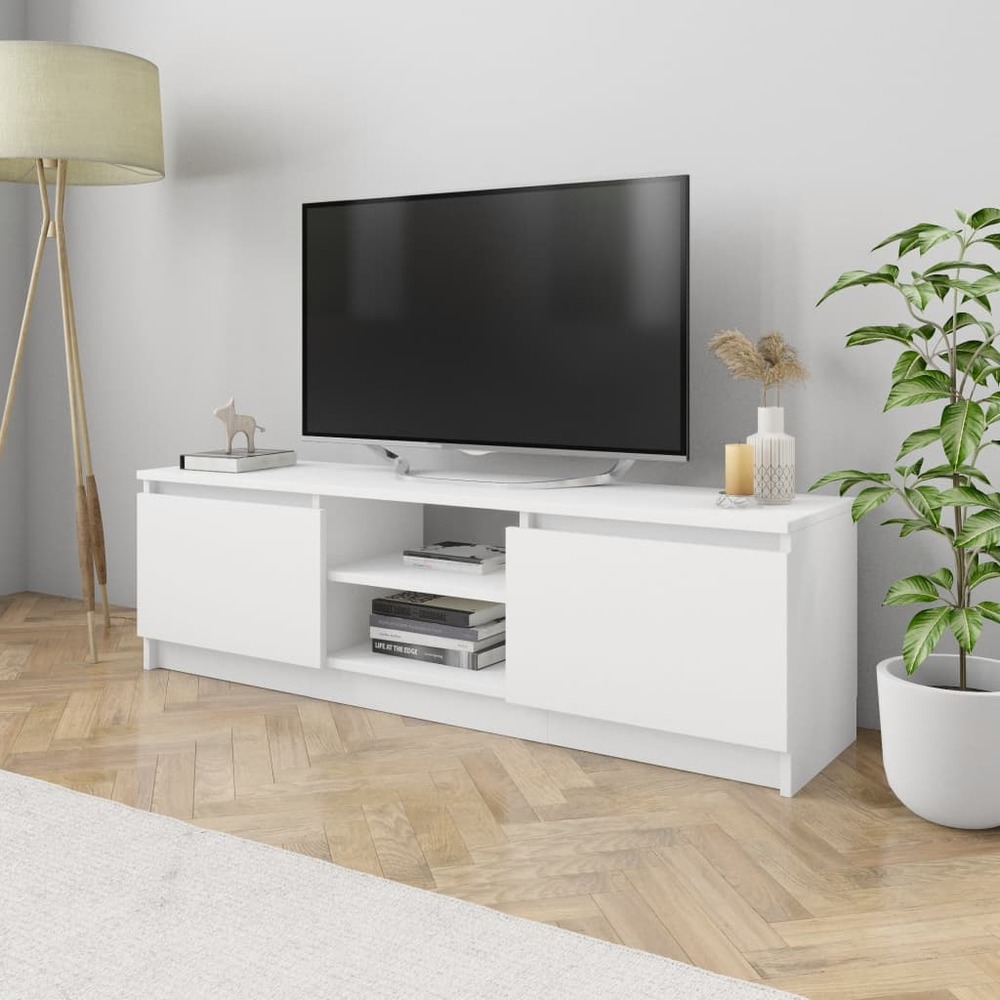 Vidaxl meuble tv blanc 120x30x35,5 cm aggloméré
