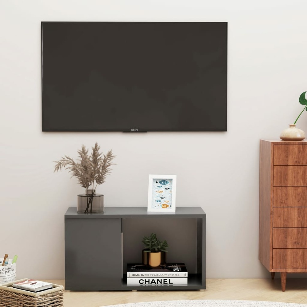 Vidaxl meuble tv gris 60x24x32 cm aggloméré