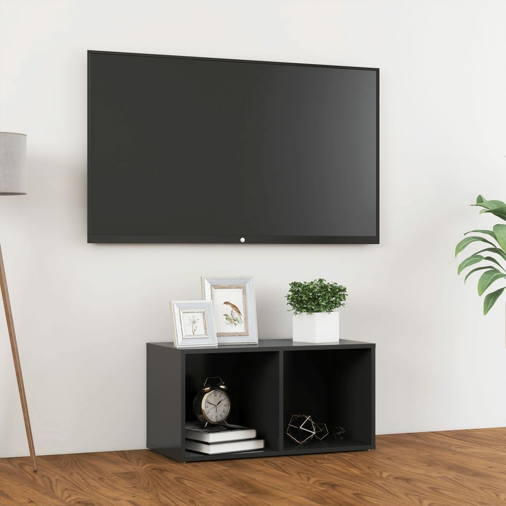 Vidaxl meuble tv gris 72x35x36,5 cm aggloméré