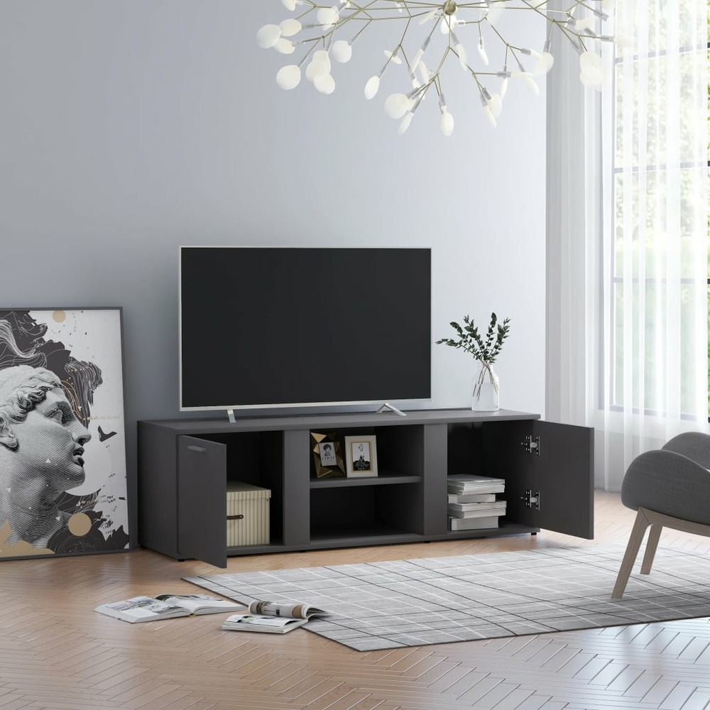 Vidaxl meuble tv gris 120x34x37 cm aggloméré