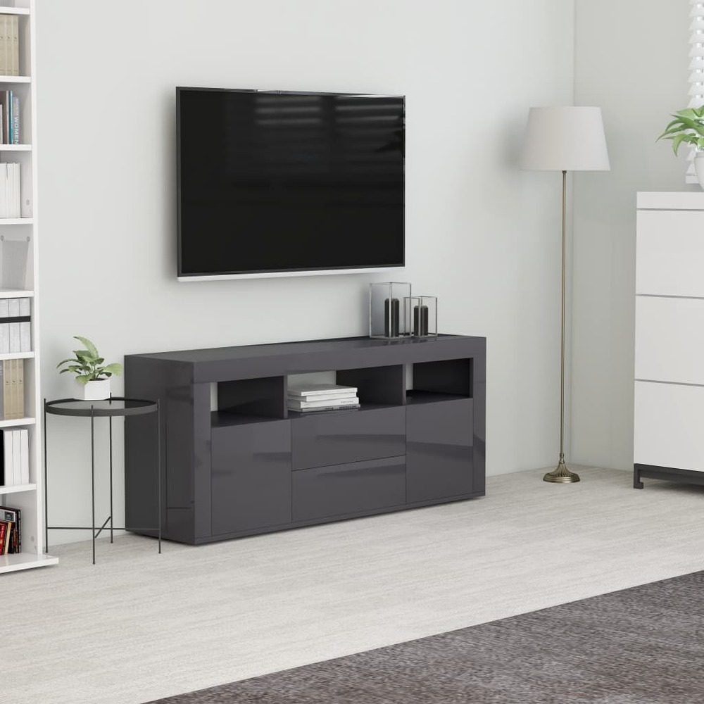Vidaxl meuble tv gris brillant 120x30x50 cm aggloméré
