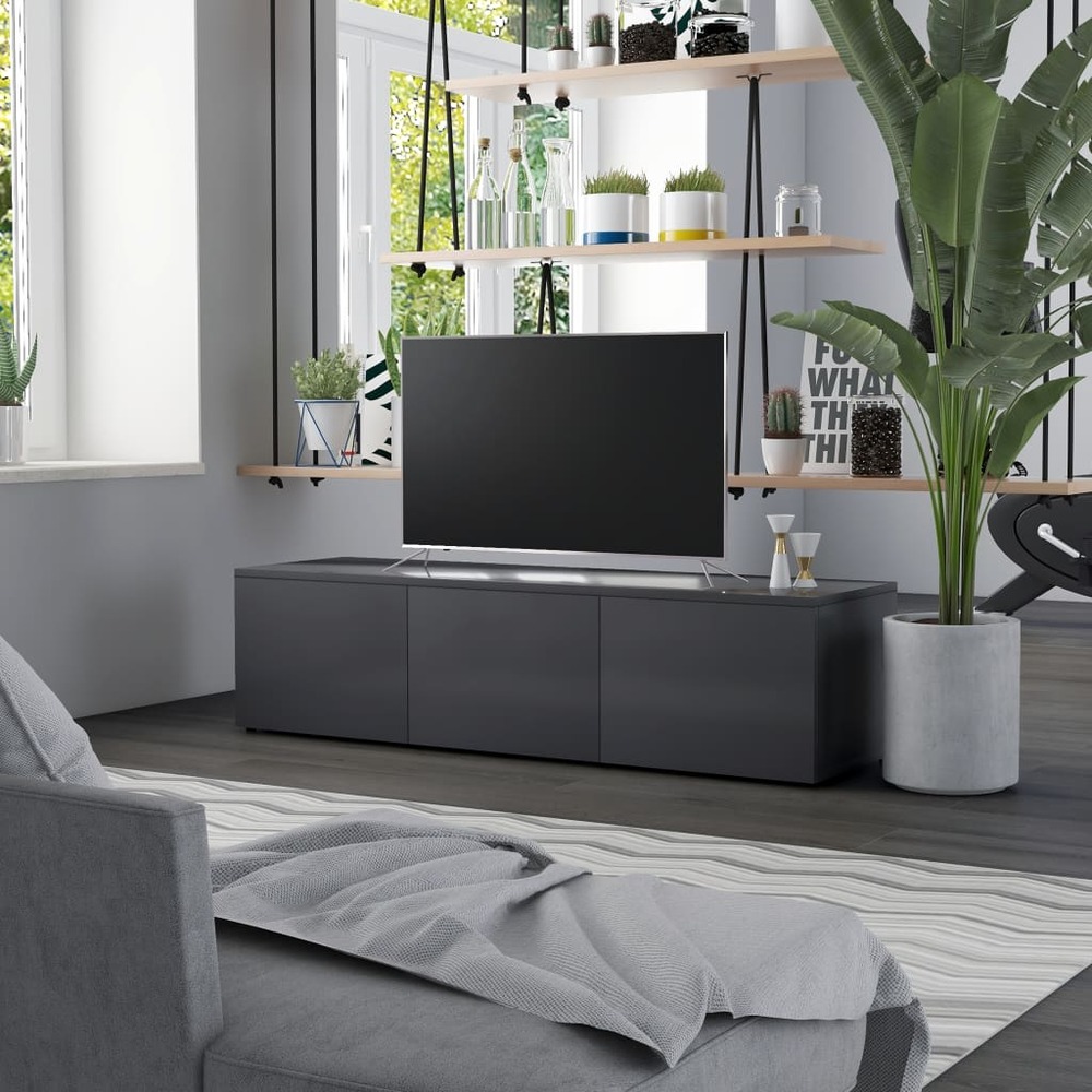 Vidaxl meuble tv gris 120x34x30 cm aggloméré