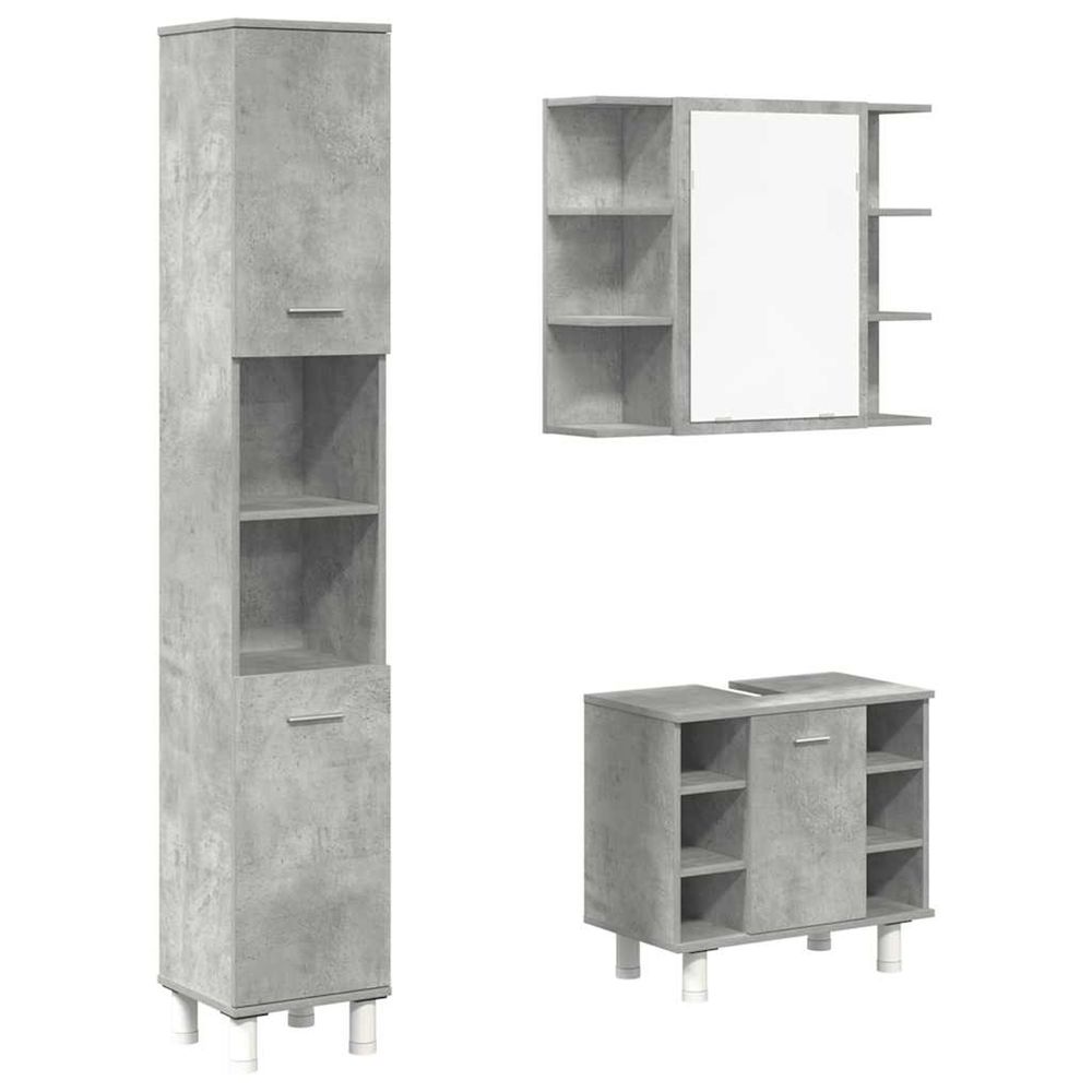 Ensemble de meubles de salle de bain 3 pcs gris béton