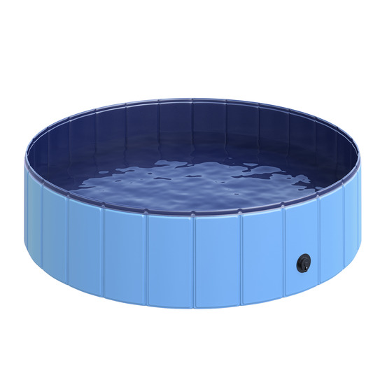 Piscine pour chiens bassin pliable bouchon vidange fond antidérapant diamètre 1,20 m bleu