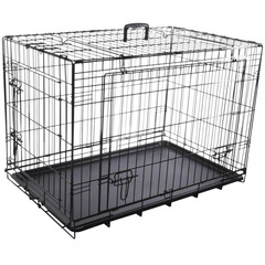 Cage Nyo noir avec porte coulissante pour chien - Taille M - 47 x 77 x 53.5 cm