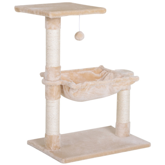 Arbre à chat griffoirs sisal naturel plateforme hamac beige - 50l x 36l x 70cm