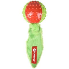 Ballon + queue en peluche rouge-vert 23 cm pour chien