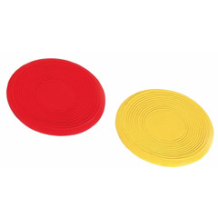 2 frisbee en latex jaune et rouge pour chien  Ø 13 cm