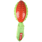 Ballon de rugby avec queue en peluche rouge- vert 32 cm pour chien