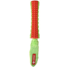 Jouet stick + queue en peluche rouge et vert pour chien - 37 cm
