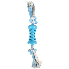 Jouet tuyau + corde bleu lindo pour chien - 35 cm