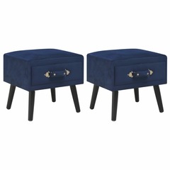 Tables de chevet 2 pcs bleu 40x35x40 cm velours