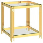 Table basse doré 55x55x55 cm acier inoxydable et verre