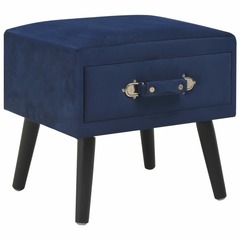 Table de chevet bleu 40x35x40 cm velours